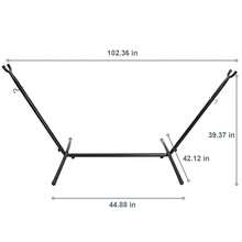 GCCSJ Double Hammock With Steel Stand,Double Hammock With 9FT Steel Stand - 450 LBS Heavy-Duty Weather-Resistant Hammock For 2 Adults, Portable Backyard Camping Hammock With Carry Case & Easy Setup, Striped Outdoor Hammock For Patio, Deck & Travel (2-Person Size) - Beige - View 11