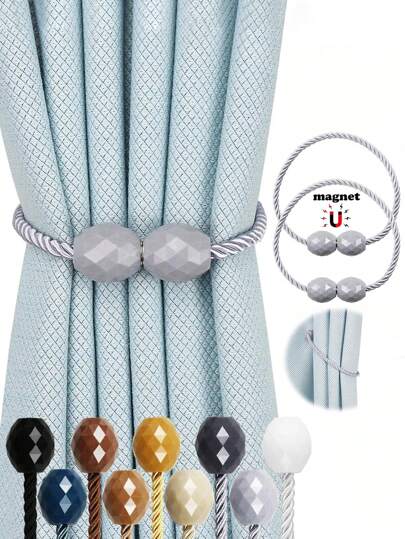1pc/2pcs Multicolored Magnetic Multi-Strand Rope Curtain Tiebacks, Available In Different Sizes, Suitable For Curtain Fixing And Decoration