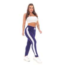 Kit 3 Crepe Knit Trousers With Belt - Navy Blue Gray Wine - View 4