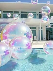 12/6 件/套 4D 渐变全息铝箔气球组合，10 英寸、12 英寸和 22 英寸尺寸，适用于户外婚礼、生日派对、周年纪念、母亲节、气球装饰、节日派对装饰