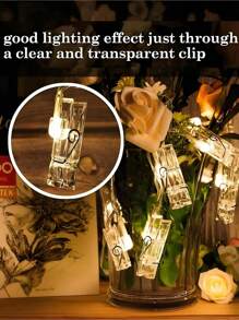 1pc Photo Clip Decorative Light, Holiday Decoration Light, Party Centerpiece Decor, Photo Frame Element For Bedroom, Party, Wedding, Valentine's Day, Christmas, Thanksgiving, Seasonal Decor, Home, Fireplace, Staircase, Handrail, Curtain, Photo Wall, No Battery Required