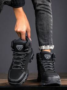 男士靴子登山鞋工作鞋防刺穿防滑厚底系带踝靴