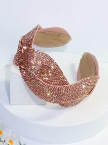 1件装 女士休闲可爱水钻（玻璃）编织宽檐发箍，发带，发圈，发饰 头饰 - 彩色 - 查看 4