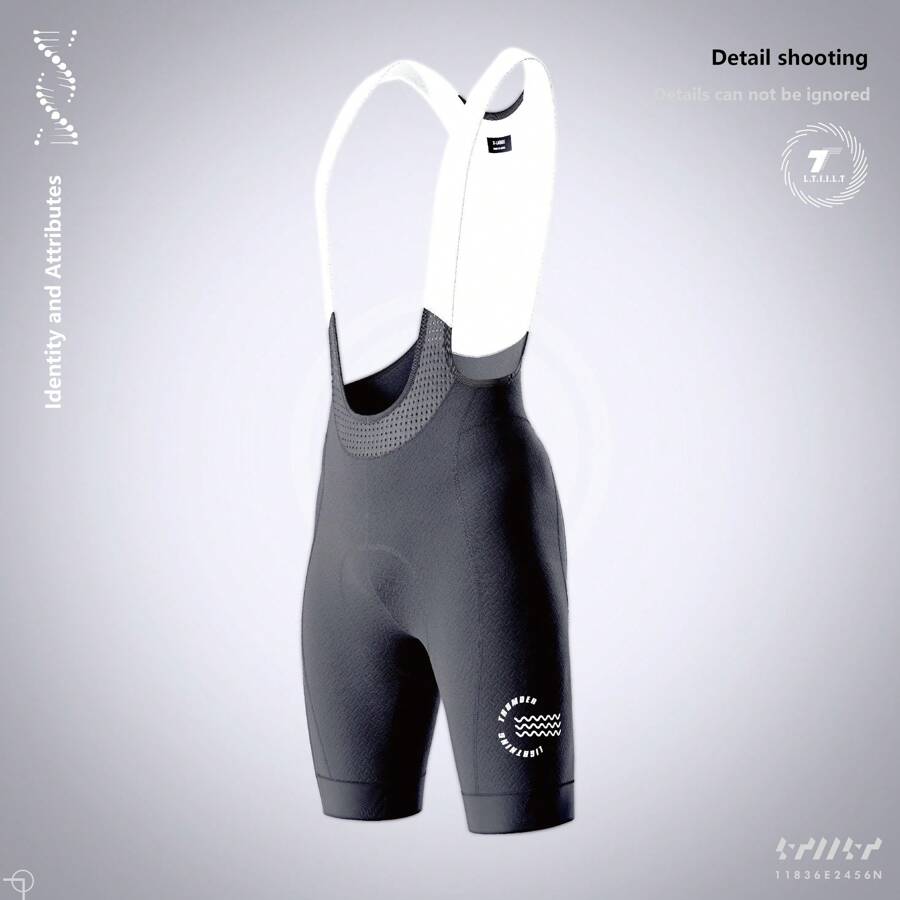 ltiilt 1pc Men's Cycling Bib Shorts, Moisture-Wicking & Breathable, Suitable For Road Bikes And Mountain Bikes, Made Of High-Stretch Jacquard Fabric - Black - View 1