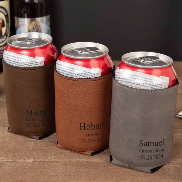 Portabebidas personalizado para padrinos de boda, mejor regalo para padrino, mejor regalo para él, portabebidas de lata de cerveza personalizado, accesorio para hombres