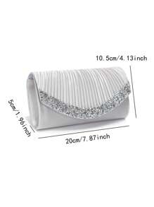 Glitter Women Clutch Purple Color Fashion Lady Evening Bags Party Wedding Chain Shoulder Envelope Design Shoulder Box Purse With Elegant Rhinestones Necklace Earrings Bracelet Jewelry Set For Wedding Bridal, Prom Bag For Party