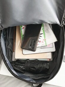 New Fashion Student Large Capacity Smiling Face Letter Printed Backpack, College Student Computer Bag, Daily Commuting Unisex Holiday Gift, Without Pendant. - Multicolor - View 8