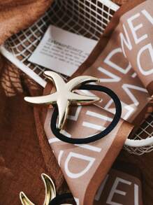 1pc Women's Minimalist Metal Starfish Hair Scrunchie, High-End Ponytail Tie, Fashion Hair Accessories,Gold Hair Head Piece