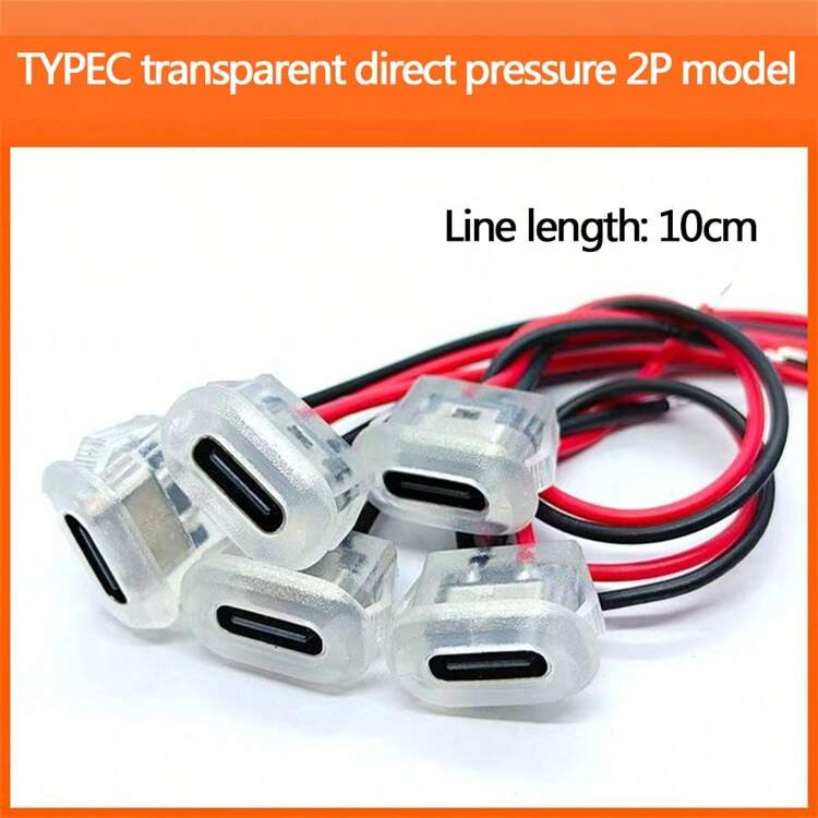 leooy 2Pin Type-C母座快速充电接口 带固定板的带卡锁式母座插头 焊接式Type-C母座快速充电连接器 嵌入式安装的USB连接器 铜触点 小家电/音箱/台灯椭圆形充电口 快速连接端子 - 彩色 - 查看 14