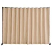 Portable Room Divider With Wheels Brown Screen Adjustable Folding Partition 3 Panel Design For Office Home Use - Brown - View 1