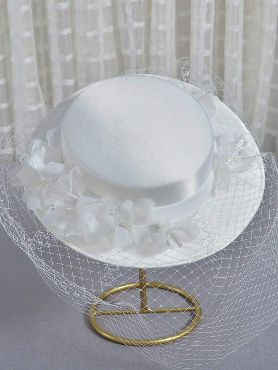 优雅女士法式小礼帽、英伦复古礼帽、贵族淑女礼帽、白色婚纱礼帽、面纱礼帽、礼帽配饰、正式礼帽、赛马礼帽、舞会礼帽、新娘头饰、拍照头饰