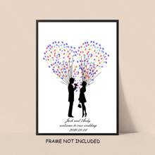 1pc Creative Fingerprint DIY Finger Painting Wedding Party Company Annual Meeting Personalized Fingerprint Sign-In Picture Sign-In Tree, Increase Fun, Decorative Painting, Living Room, Bedroom, Decorative Poster, Memorable, Canvas, No Frame - Multicolor - View 28