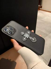 1 pièce Coque de téléphone en PU mat motif croix gothique, coque de protection à la mode pour iPhone 16, 15, 14, 13, 12, 11, 16 Pro Max, X, XS, 7/8 Plus ; compatible avec Pixel 7, 7A, 7 PRO, 8, 8A, 8 PRO, 9, 9 PRO, 9 PRO XL