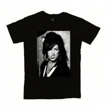Camiseta Amy Winehouse Cantora Musica Camisa Blusa Unissex Masculino Feminino 100% Algodão - Preto - Visão 2