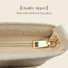 1 件女士多用途毡衬里内袋，大容量可洗化妆包，桌上收纳袋，洗漱包 - 米色 - 查看 7