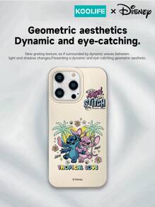 1 pieza Funda de teléfono anti-caída de TPU con pintura de dibujo animado lindo de Stitch de Disney en estilo tropical, ligera, con textura, compatible con Apple 16/16 Pro Max/16 Pro/16/15/15 Pro/15 Plus/14/13/12/11