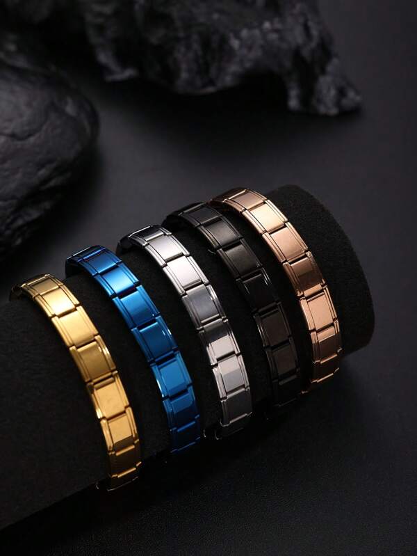 1 pieza Pulsera sencilla y de moda de acero inoxidable para hombres, regalo de joyería adecuado para uso diario