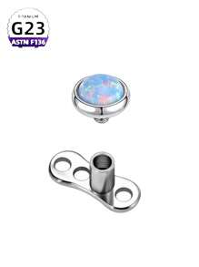 1pc Titanium Alloy 14g Opal Genuine Leather Subdermal Piercing Jewelry Titanium Exquisite Crystal Microcrystal Fashion Cute Versatile Flash Diamondcing Stud Punk Personalized Jewelry - Multicolor - View 12