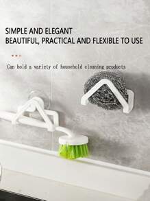 4pcs White Piece Plastic Sink Suction Cup Rack,Wall Mount Kitchen Sink Brush And Sponge Holder, No Drilling Required, Freestanding Rack For Sponges And Drain Accessories - Kitchen Organizing Tools, All Room Types, Home Decor Accessories, Kitchen Sink Accessories