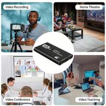 1080P 60FPS Cam Link Card Game Capture Card Adapter Screen Record Capture Device 4K HD To USB 3.0 Video Capture Card For Streaming, Gaming, Video Conference, Teaching, Live Broadcasting Accessories Camera Dongle Microphone Plug - Black - View 6