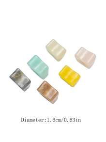 6入組方形裝飾戒指 - 彩色 - 查看 11