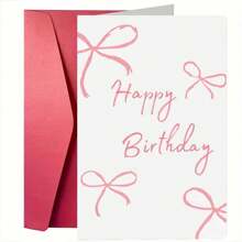 1 张精致光滑的正面，精美的蝴蝶结生日贺卡，背面书写流畅，品质卓越，“生日快乐！”精美的设计，适合送给朋友、家人和同学的生日礼物 - 彩色 - 查看 13