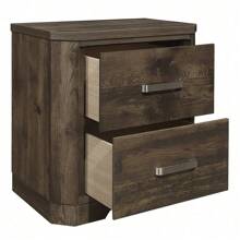 Rustic Brown Finish Nightstand With Storage Drawers Clipped Corners Transitional Style Wooden Bedroom Furniture 1pc Bedside Table