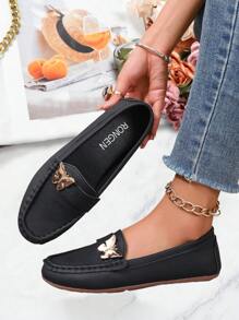 Women's Flat Casual Slip-On Loafers, Soft Leather Breathable Nurse Shoes, Fashion Versatile Lightweight Mom Shoes