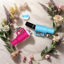 1Pcs Random Color Keychain Lipstick Holder Sky Blue Mini Tumbler Keychain - Versatile PVC Key Ring For Lipstick & Accessories, Stylish Bag Charm With Lobster Clasp - Random Color - View 3