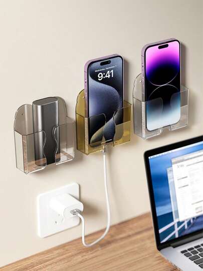 Cell Phone Charging Storage Holder Box Home Remote Control Shelf No Punch Cell Phone Storage Stand Compatible With IPhone, Android Phone, Gift For Birthday, Family, Friends Phone Holder, Phone Stand, Phone Accessories