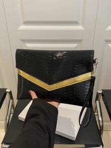 New Minimalist Design Vintage Solid Color Envelope Style Handbag For Women, Popular This Year - Black - View 10