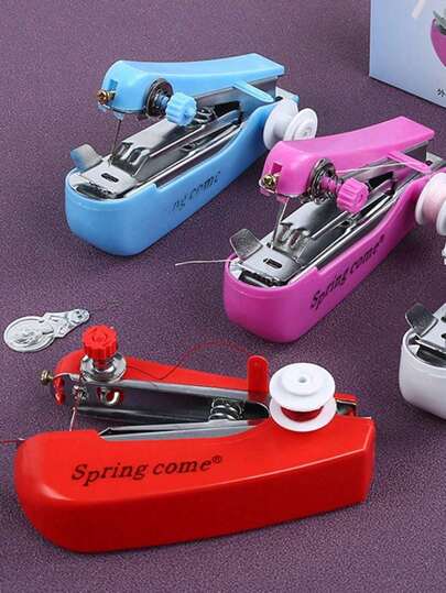 1 Mini Sewing Machine, Portable Sewing Machine, Handheld Sewing Machine, Quick Sewing Machine, Simple Sewing Machine, Emergency Sewing Tool, Travel Essential, Home Sewing, Practical Small Tool, Easy To Operate, Light And Convenient, Space-Saving, Creative Handcrafted, Home Life, Autumn And Winter Style, Suitable For Student Dormitory, Christmas Decorations, Christmas, Thanksgiving, New Year's Eve Gift.