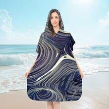 1 halat de baie de schimb, poncho de surf absorbant de apă, halat de baie cu glugă cu uscare rapidă, subțire, ușor, rezistent la vânt și UV, moale și cald, potrivit pentru înot, duș, scufundări, surfing pe plajă, călătorii de vară, vacanță, decor baie, articole esențiale pentru plajă