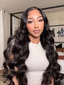 WALSDI 13x4 透明前部假发 22 英寸波浪蕾丝前部假发 预拔 200 密度预拔婴儿头发 自然发际线 女用婴儿假发