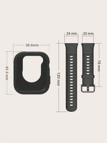 Set de 2 piezas: Correa de reloj de silicona desmontable de unicolor + Funda protectora de silicona de marco completo compatible con Huawei Watch Fit 3 - Reloj Fit 3 - Ver 3