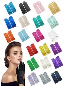 D EXCEED 1/2/3 件 1920 年代短缎歌剧手套头饰 女士婚礼新娘手套茶会手套服装轻佻女郎配饰教师礼物万圣节礼物 - 多色 - 查看 1