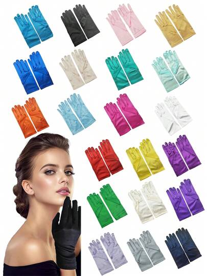 D EXCEED 1/2/3 PCS 1920s Short Satin Opera Gloves Faschinators For Women Wedding Bridal Gloves Tea Party Gloves Costume Flapper Accessories Teacher Gifts Halloween Gifts