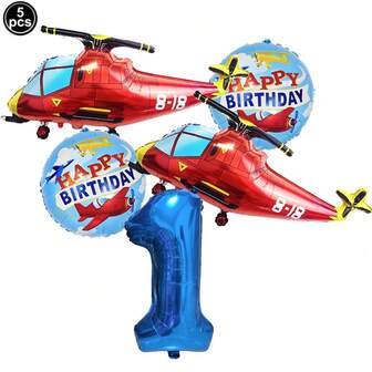 全新复古直升机数字 1-9 气球适合天空、生日派对、聚会装饰