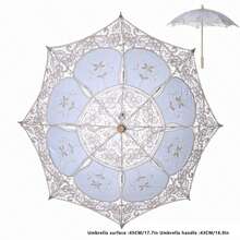 Lace Parasol Umbrella Vintage Wedding Bridal Lace Umbrella Craft White Lace Decorative Umbrella Photography Scene Prop - Ivory - View 7