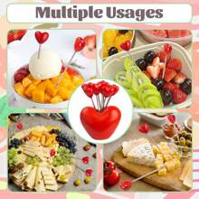 Set de 5 tenedores de fruta, tenedores de ensalada en forma de corazón rosa de acero inoxidable, tenedores creativos para pastel, postre, pinchos de comida dulce, suministros para bodas y fiestas, regalos navideños, útiles escolares