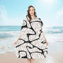 1 halat de baie de schimb, poncho de surf absorbant de apă, halat de baie cu glugă cu uscare rapidă, subțire, ușor, rezistent la vânt și UV, moale și cald, potrivit pentru înot, duș, scufundări, surfing pe plajă, călătorii de vară, vacanță, decor baie, articole esențiale pentru plajă