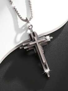 1pc Retro Cross Pendant Necklace - Hip-Hop Style For Men And Women - Perfect For Parties And Gifts - A - View 4