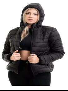 WOMEN'S GOMINHO PUFFER WATERPROOF COAT JACKET WITH HOOD, LIGHTWEIGHT, VERSATILE AND COMFORTABLE FOR ALL OCCASIONS - 黑色 - 查看 2