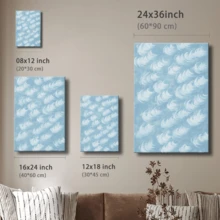 1pc Blue Wall Art Framed Wall Art, Wrapped Canvas Poster Vintage Prints, White Clouds In A Blue Sky, Perfect Gift Decor, Wall Art For Living Room Bedroom Office, Hanging Hardware Included - Framed, Vertical - 裱框畫布 - 查看 5