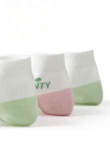 10 pares/5 pares Calcetines cortos para niñas y niños con diseños de dibujos animados, letras, rayas y moños en contraste con malla, transpirables y de secado rápido para el verano, la primavera, el otoño y actividades deportivas, regalos para niñas, niños, mamá y papá