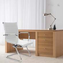 Silla Oficina Escritorio Ergonomica Minimalista Moderna Base Metal Trineo Soporte Lumbar Comoda Duradera (Blanco)