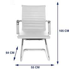 Silla Oficina Escritorio Ergonomica Minimalista Moderna Base Metal Trineo Soporte Lumbar Comoda Duradera (Blanco)