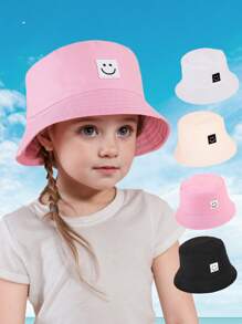 1PC Kids Sun Hat Smile Face Bucket Hat For Girls Boys Summer Sun Ion Unisex Beach Cap