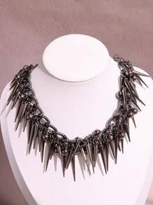 1pc Fashionable Extravagant Gothic Punk Chic Y2K Intricate Spiked Multi-Layer Choker Necklace, Women Everyday Wear & Festive Party Jewelry