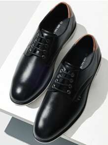 Men's Dress Shoes Lace-Up Shoes Classic Business Derby Oxford Wedding Shoes Lace-Up Leather Shoes, Black, 8 UK - Black - View 2